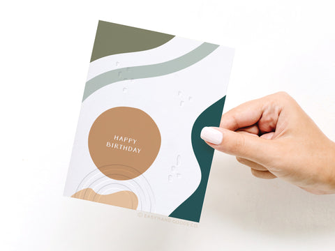 Happy Birthday Abstract Letterpress Greeting Card - FINAL STOCK