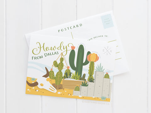 Dallas Succulent Skyline Postcard - Onderkast Studio