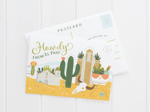 El Paso Succulent Skyline Postcard