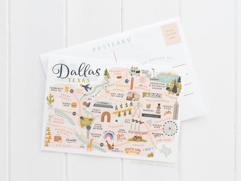 Dallas Map Postcard