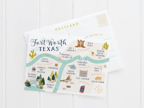 Fort Worth Map Postcard