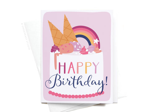 Happy Birthday Ice Cream Cake Greeting Card