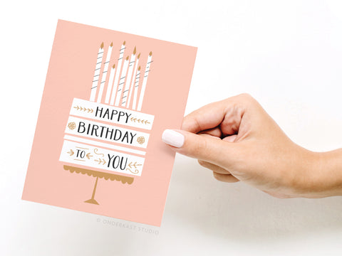 Happy Birthday to You Cake + Candles Greeting Card